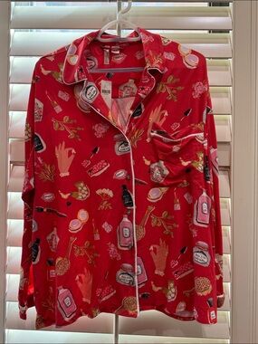 Anthropologie Red Print Pajama Top